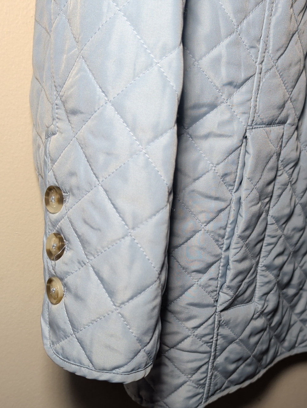 Chico's Lightweight Diamond-Quilted Coat Light Blue Button Front Women's 20-22 - Picture 4 of 6